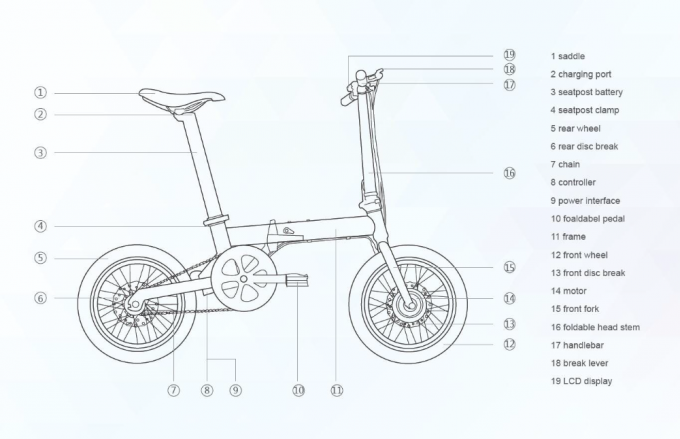 CE 16" vélo pliant électrique/vélo 200-250w alimenté par batterie au lithium sans balai 0