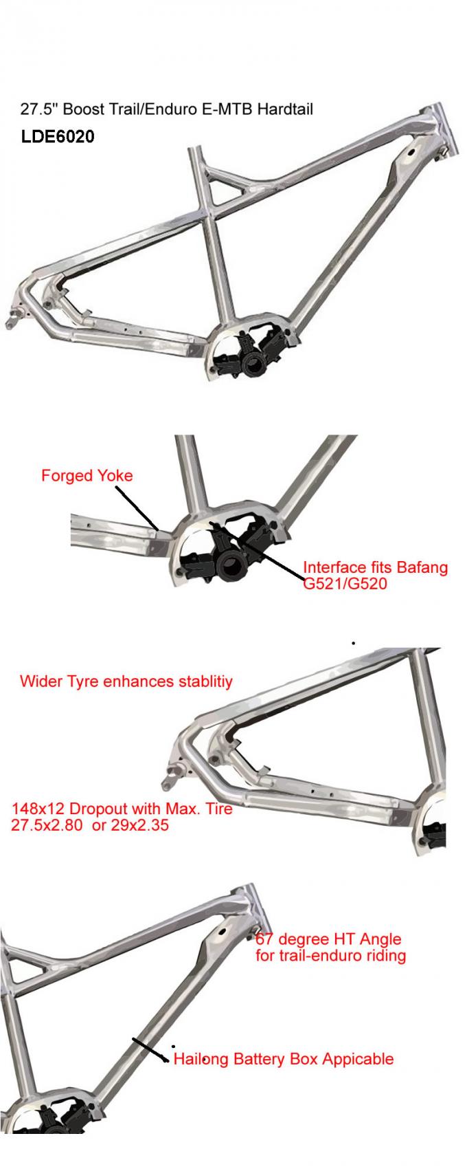 Cadre de vélo électrique Bafang 27.5er Plus E-Bike personnalisé en aluminium 0