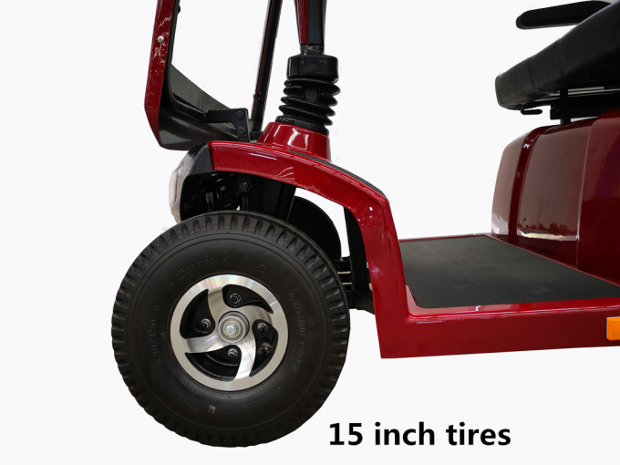 grosse taille 4 roues scooter de mobilité électrique avec toit pour les personnes handicapées rouge 2