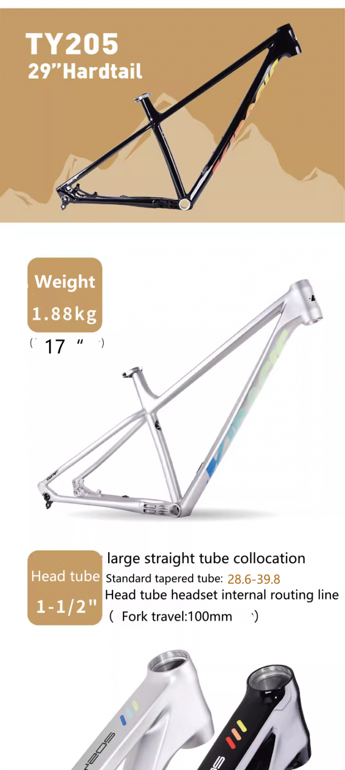 29er Alloy d'aluminium XC cadre de vélo de montagne câble interne routage 148 * 12 mm à travers l'essieu 0