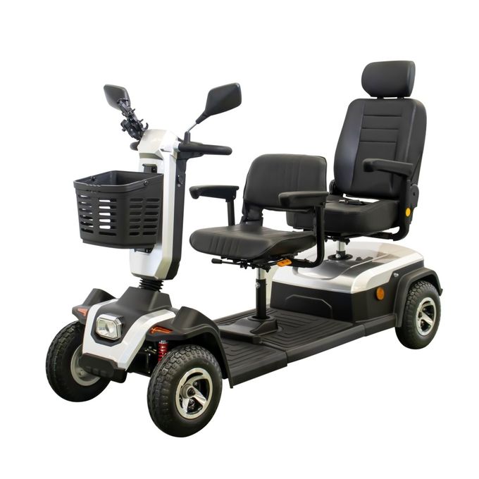 Scooter électrique à deux places de 950W avec frein électrique magnétique pour voyager en plein air blanc 0