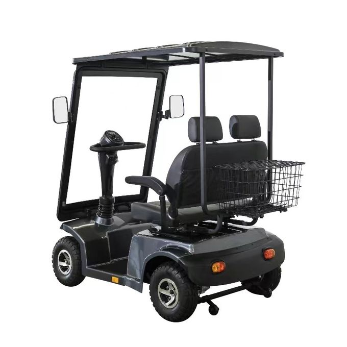 Scooter de mobilité électrique à quatre roues à double siège avec glissade et repose-tête avec écran LCD 4
